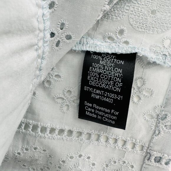 Altar'd State Moselle Blue Eyelet Ruffle Smocked Crop Coastal Cowgirl Medium Top - Picture 8 of 10